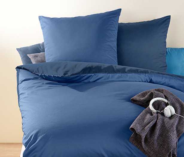 Kétoldalas szatén ágynemű, kék, 1 személyes