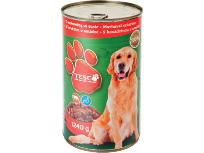 TESCO konzerv kutyaeledel