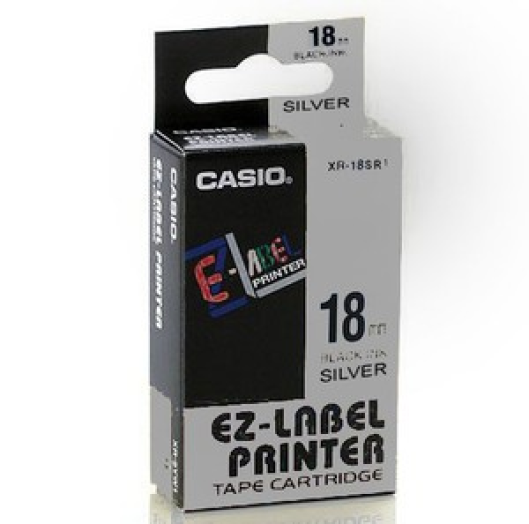 Casio 18 mm címkeszalag fehér/fekete, 8 m-es