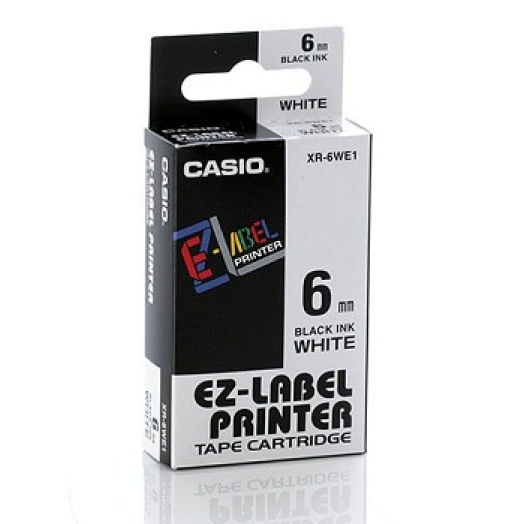 Casio 6 mm címkeszalag fehér/fekete, 8m-es