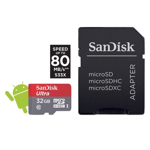 Sandisk microSD 32GB 80MB/s Ultra Android kártya CL10 UHSI