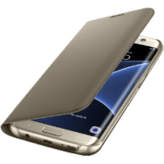 Galaxy S7 Edge bőr book cover tok arany