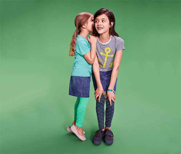2 lányka leggings szettben, zöld-kék pöttyös