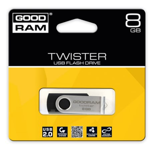 Pendrive 8GB GOODRAM Twister USB2.0, fekete