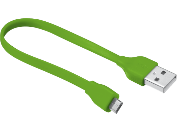 Flat micro-USB zöld töltő/adatkábel 20cm (20142)