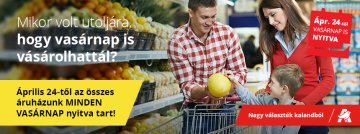 Vasárnap nyitva minden Auchan áruház!