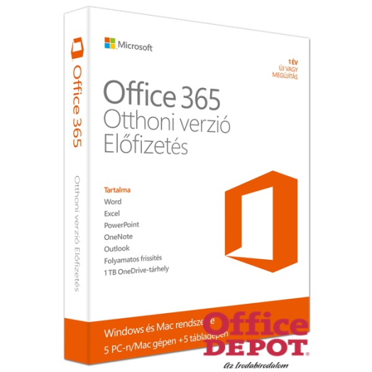 Microsoft Office 365 Home Premium ENG 1 Felhasználó 5 Gép 1 év dobozos irodai programcsomag szoftver