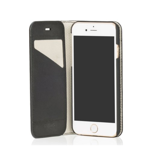Knomo - Premium Leather Folio iPhone 6 tok - Fekete