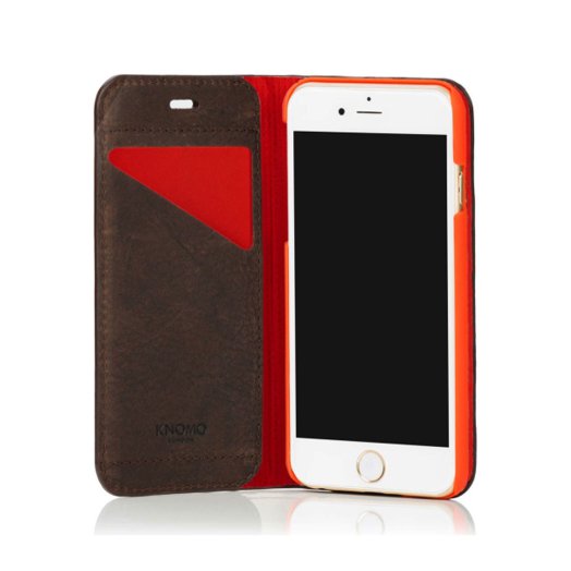 Knomo - Premium Leather Folio iPhone 6 tok - Barna