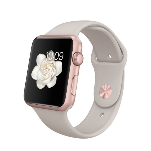 Apple Watch Sport - 42 mm-es, rozéarany színű alumíniumtok kavicsszürke sportszíjjal