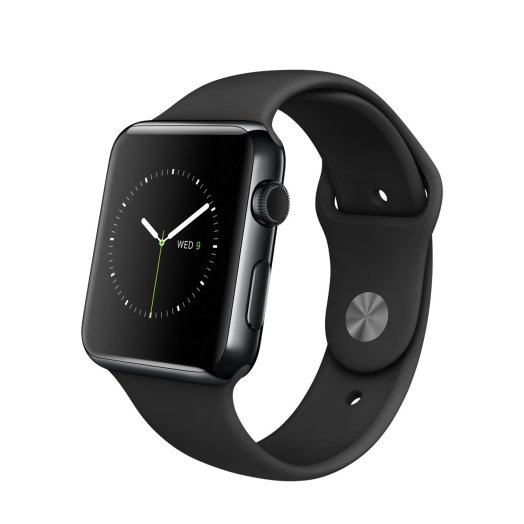 Apple Watch - 42 mm-es, rozsdamentes acél asztrofekete tok fekete sportszíjjal