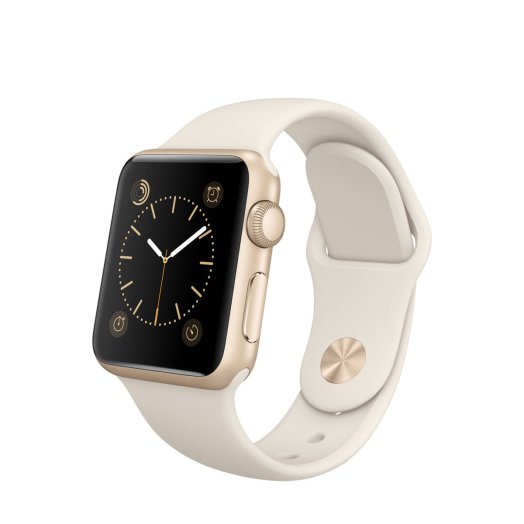Apple Watch Sport - 38 mm-es, aranyszínű alumíniumtok törtfehér sportszíjjal