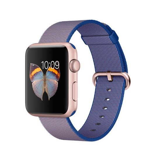 Apple Watch Sport - 42 mm-es, rozéarany színű alumíniumtok királykék szőtt műanyag szíjjal