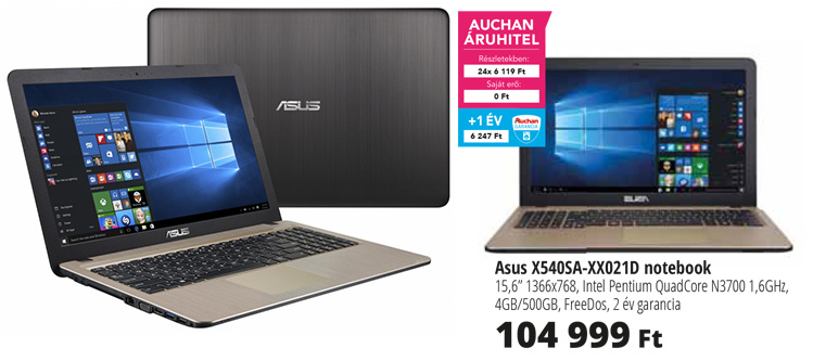 Asus X540SA laptop akció Auchan