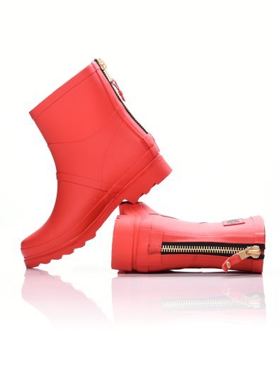 RED COLOR ANKLE BOOT WITH ZIPPER