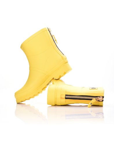 YELLOW COLOR ANKLE BOOT WITH ZIPPER