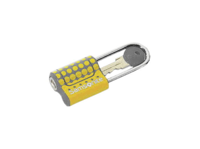 U23 66101 Bőrönd lakat kulccsal, citromsárga, pöttyös