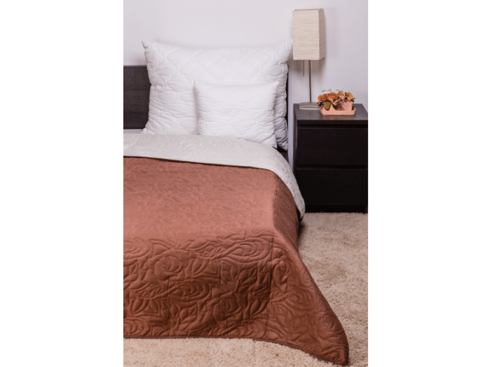 Ágytakaró, microfiber kétoldalas ágytakaró, barna-bézs színben