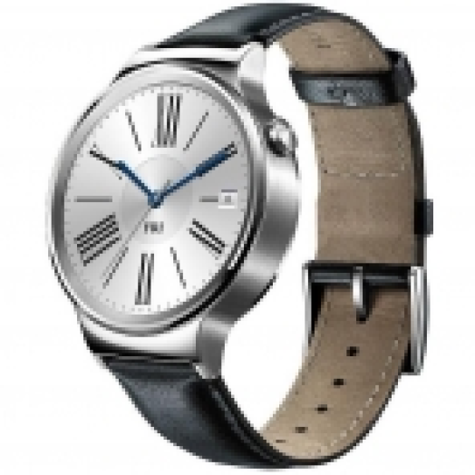 HUAWEI WATCH STAINLESS STEEL, BLACK LEATHER BAND