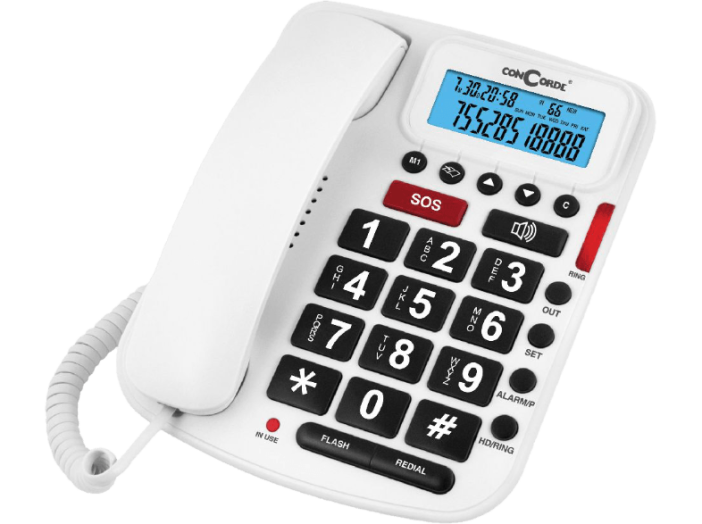 5030 asztali telefon időseknek, fehér színben