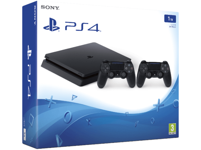 PlayStation 4 Slim 1TB + 2 Jet Black kontroller