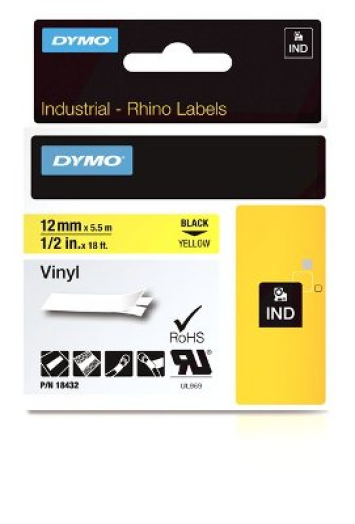 Speciális permanens D1 szalag, vinyl, sárga, 12mm