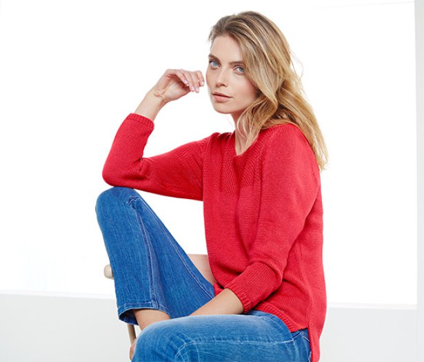 Női kötött pulóver, piros