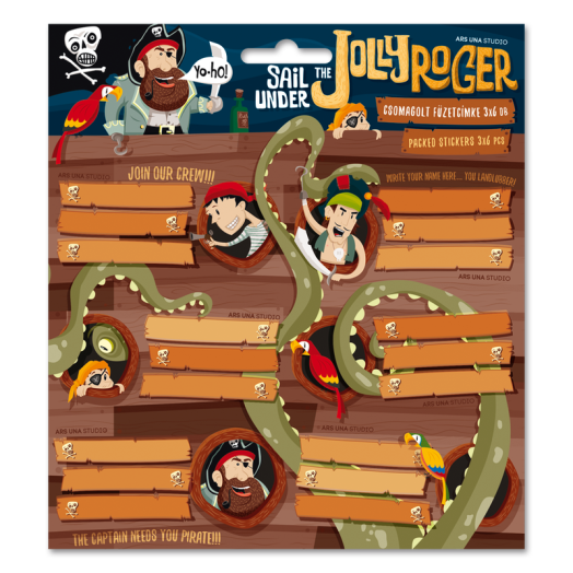 Jolly Roger csomagolt füzetcímke (3x6 db)