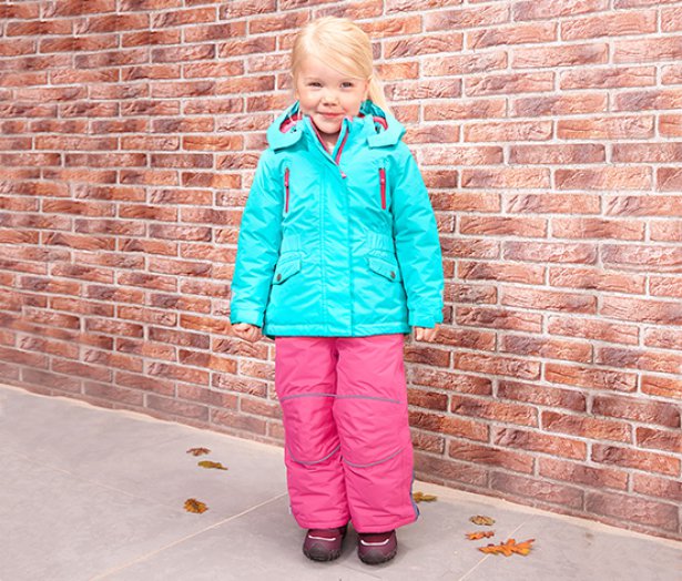Gyerek kétrészes téli overall, türkiz-pink