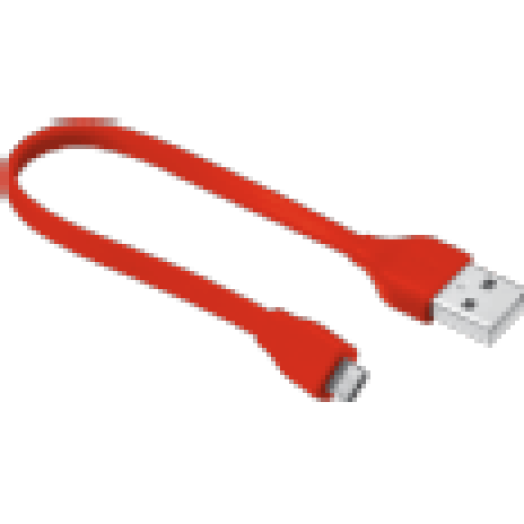 Flat micro-USB piros töltő/adatkábel 20cm (20141)