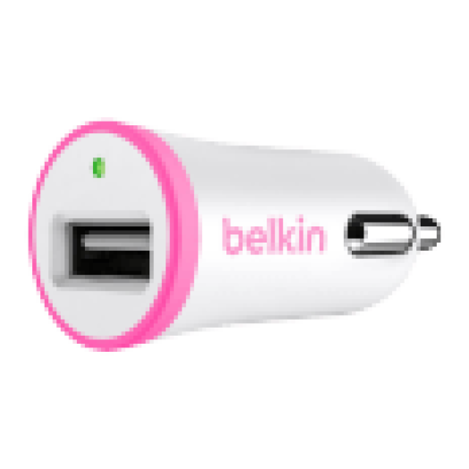 Autós töltő, pink, USB, 1 aljzat, 1A