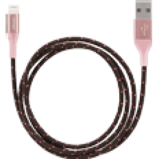 Textil pink USB Lightning adatkábel 1m (OT222AGD)