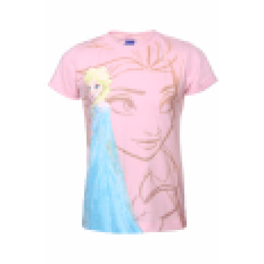 Elsa - lány rövid újjú, rózsaszín - 128-134 (Póló)