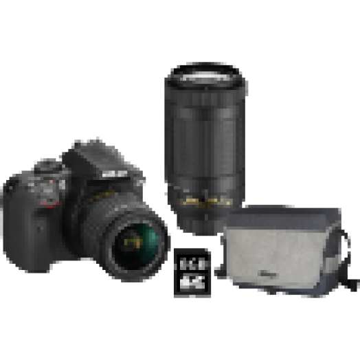 D3400 + AF-P 18-55 VR + AF-P 70-300 VR + 8GB SD + táska Kit