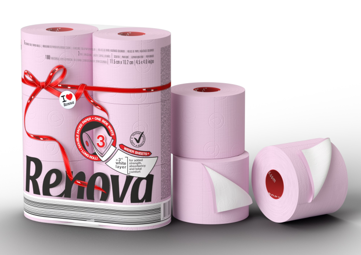 Renova Rl Maxi toalettpapír rózsaszín, 3 réteg 6 tekercses