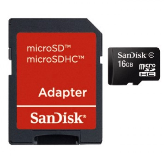 Sandisk microsd 16GB CL 4 kártya + adapter
