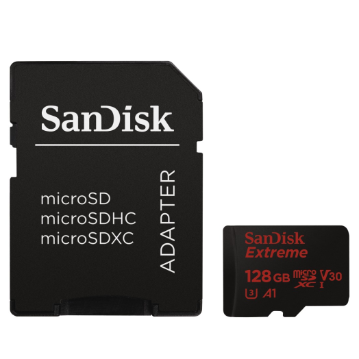 Sandisk microsd EXTR 128GB CL10 UHS-I, V30, A1