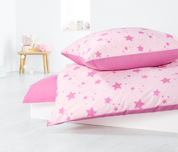 Kétoldalas ágynemű gyerekeknek, rózsaszín