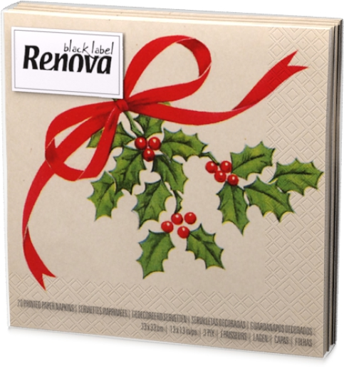 Renova Xmas Ribbon 3 rétegű mintás karácsonyi szalvéta