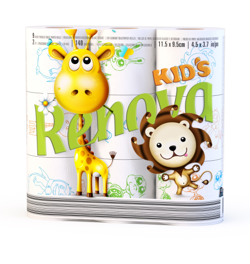 Renova Kids wc papír, fehér mintás, 2 réteg 9 tek. 140 lap