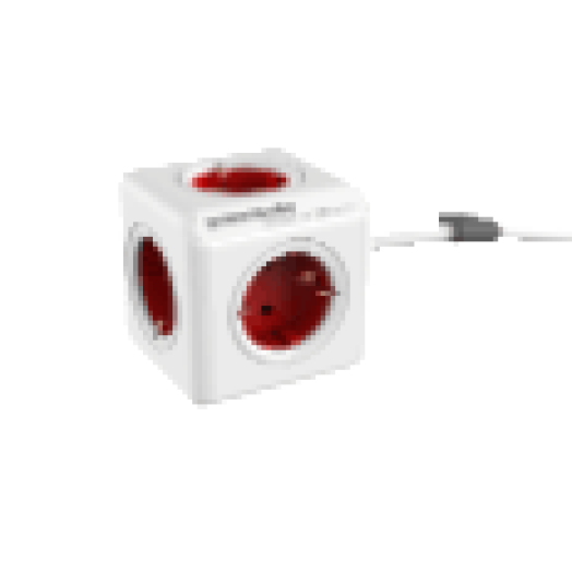 1307/DEEXPC PowerCube Extended hálózati hosszabbító, 5 dugalj, 3m, fehér-piros