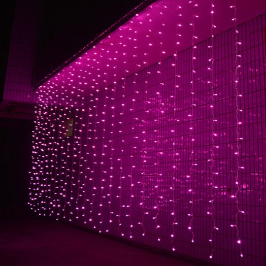 LED fényfüggöny – pink 3m x 3m (300 LED)