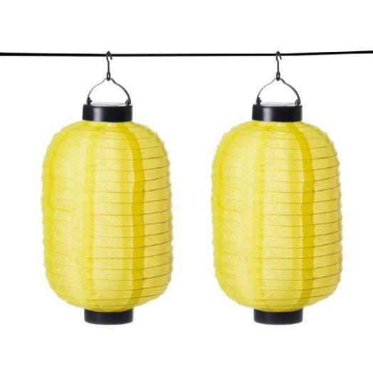 Napelemes vízálló ovális kültéri LED lampion (15 cm) – lila, sárga színben