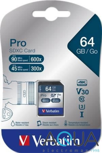 Verbatim 64GB SDXC CL10 UHS-I PRO memóriakártya
