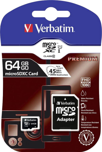Verbatim 64GB micro CL10 memóriakártya adapterrel