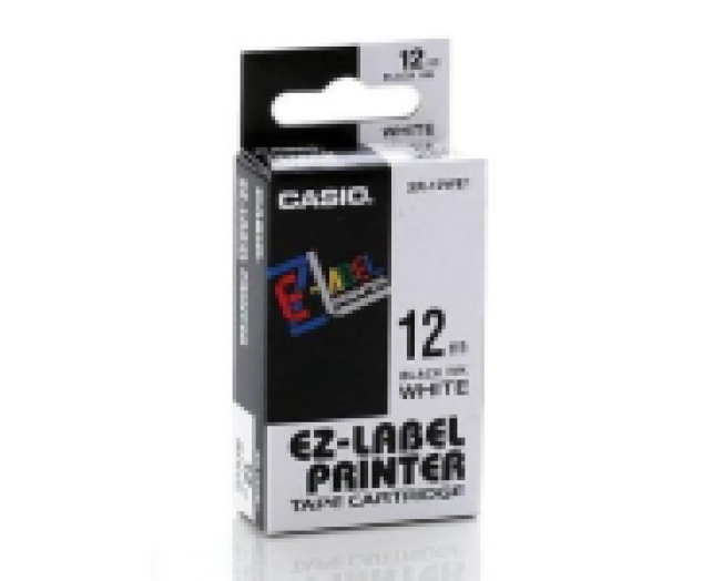 Casio 12 mm címkeszalag fehér/fekete, 8m-es