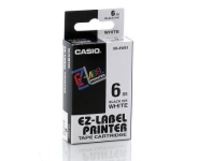 Casio 6 mm címkeszalag fehér/fekete, 8m-es