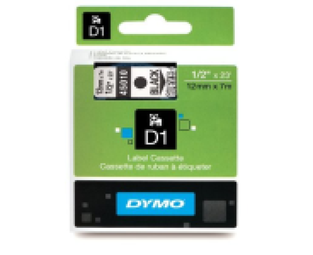 Dymo D1 12mm szalag, áttetsző/fekete