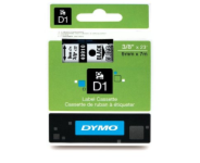 Dymo D1 9mm szalag, fekete/áttetsző