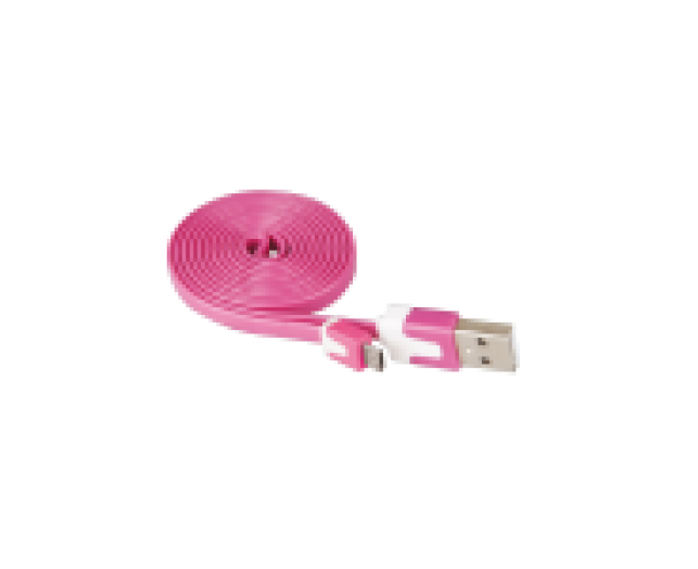 Emos okostelefon lapos kábel USB 2.0 A -USB microB,1m,pink
